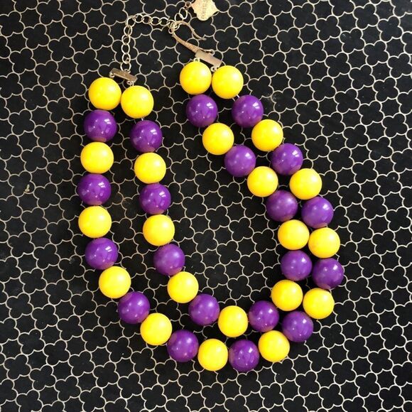 Vintage Jewelry - Vintage Fornash Purple  yellow beaded choker